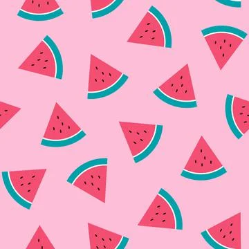 Watermelon pattern on pink background Stock Illustration