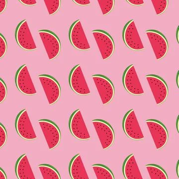 Watermelon pattern on a pink background Stock Illustration