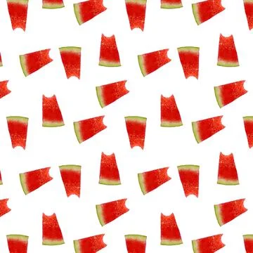 Watermelon pattern. Red watermelon on white background. Summer concept. Flat  Stock-Fotos