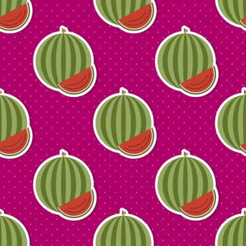 Watermelon pattern. seamless texture with ripe watermelons 库存插图