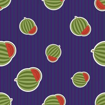 Watermelon pattern. seamless texture with ripe watermelons 库存插图