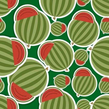 Watermelon pattern. seamless texture with ripe watermelons 库存插图