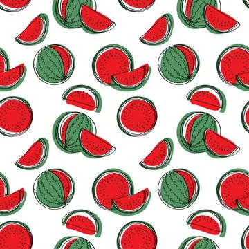 Watermelon pattern. Seamless vector background. Stock Illustration