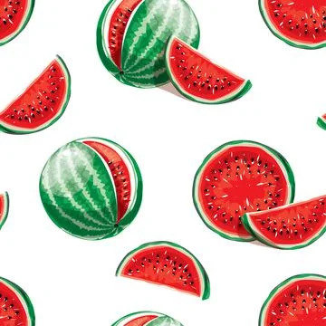 Watermelon pattern. Seamless vector background. Stock Illustration