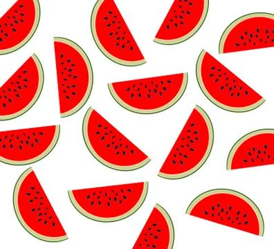 Watermelon pattern. Sliced watermelon on transparent background. Flat lay top Stock-Illustration