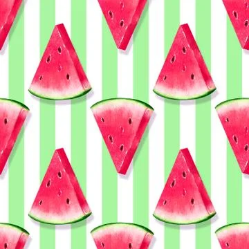 Watermelon pattern on striped background Stock-Illustration