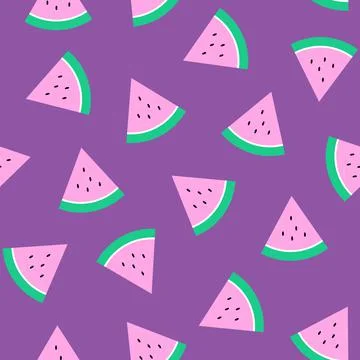 Watermelon pattern on violet background Stock Illustration