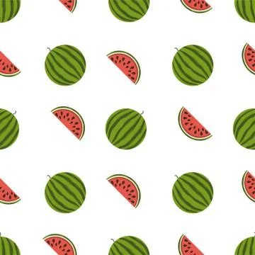 Watermelon pattern on white background Stock Illustration