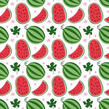 Watermelon pattern on white background Stock Illustration