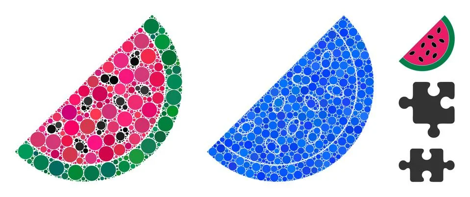 Watermelon Piece Composition Icon of Circle Dots Stock Illustration