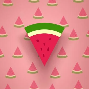 Watermelon piece with shadow on pattern back Stock Illustration