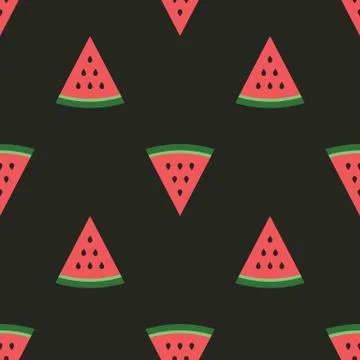 Watermelon pieces. Seamless pattern fruity Stock Illustration
