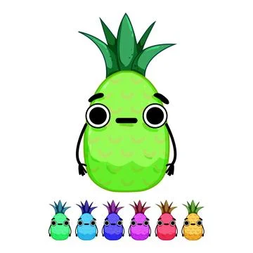 Watermelon pineapple character cartoon vector graphic Stock Illustration