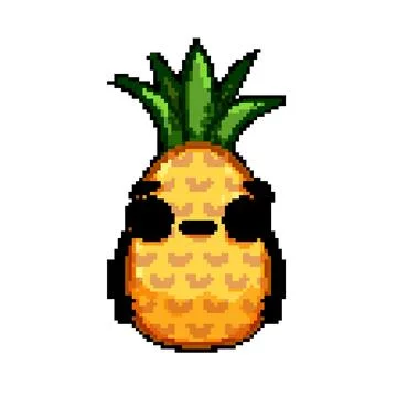 Watermelon pineapple character pixel art vector illustration Stock Illustration