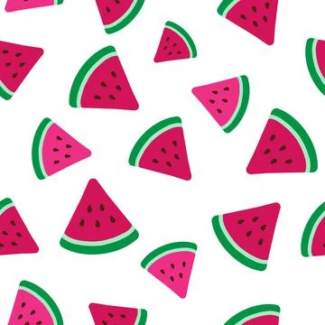 Watermelon pink fucsia flat vector illustration seamless pattern Stock Illustration