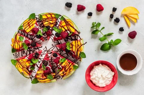 Watermelon Pizza Stock-Fotos