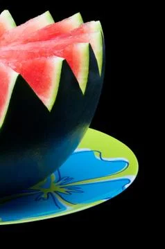 Watermelon on the plate Stock Photos