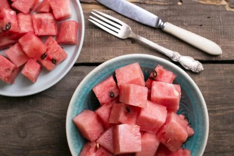 Watermelon in a plate Stock Photos