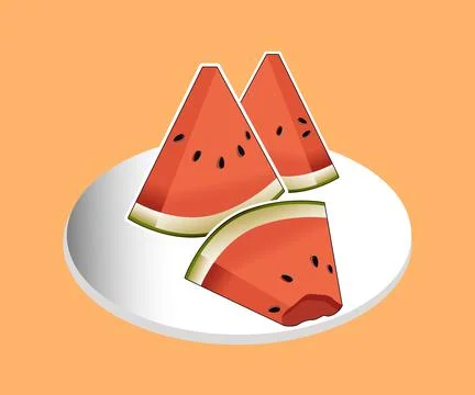 Watermelon on the plate vector Stock Illustration