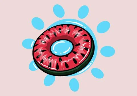 Watermelon pool swimming ring. Ring for swimming. Flat cartoon style Stock Illustration
