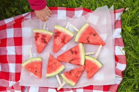 Watermelon pops for a picnic Stock Photos