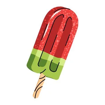 Watermelon Popsicle Flat Illustration on White Background. Minimalist Ice C.. Stock Illustration