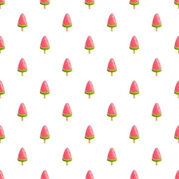 Watermelon popsicles pattern creating a sweet summer background Stock Illustration