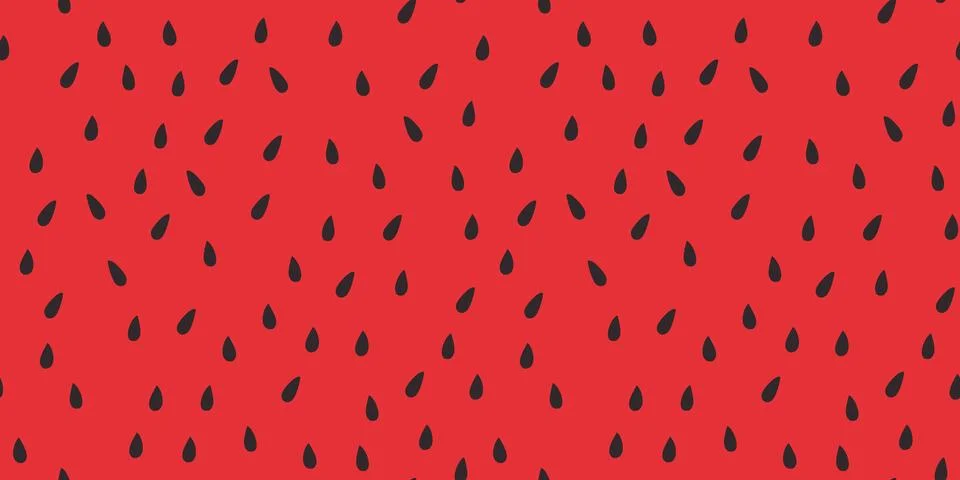 Watermelon pulp pattern with black seeds. Natural Ripe. Seamless print of red Stock Illustration