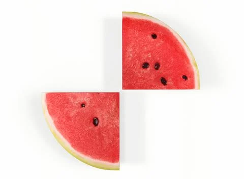 Watermelon quarters on a white background 3d-rendering イラスト素材
