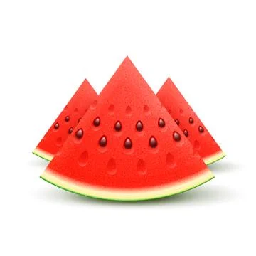 Watermelon realistic sliced fruit, vector Stock Illustration