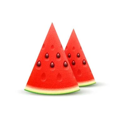 Watermelon realistic sliced fruit, vector Stock Illustration