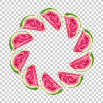 Watermelon round frame. Hand drawn watercolor illustration. Stock Illustration