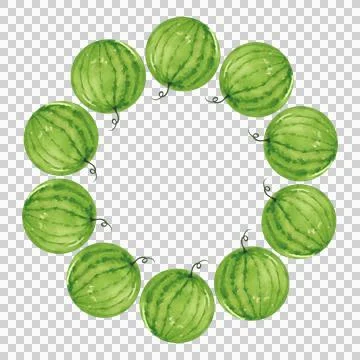 Watermelon round frame. Hand drawn watercolor illustration. Stock Illustration
