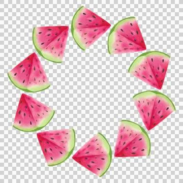 Watermelon round frame. Hand drawn watercolor illustration. Stock Illustration