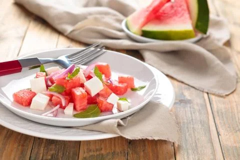 Watermelon salad with mint. Stock Photos