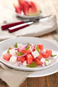 Watermelon salad. Stock Photos