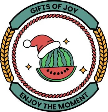 A watermelon with a Santa hat on it Stock Illustration