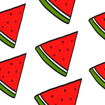 Watermelon seamless fruit pattern Stock Illustration