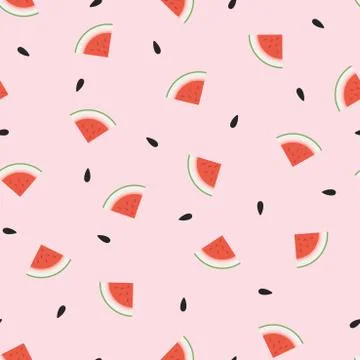 Watermelon seamless geometric pattern. Simple fruit background 스톡 일러스트