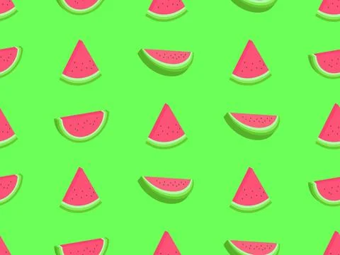 Watermelon seamless pattern in 3d style. Isometric slices of watermelon wit.. Stock Illustration