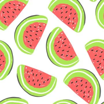 Watermelon seamless pattern. Fresh watermelons summer detox Stock Illustration