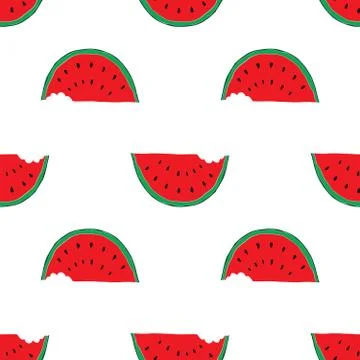 Watermelon Seamless Pattern hand drawn. Vector Illustration Stock Illustration