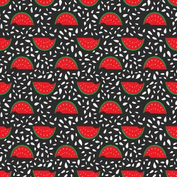 Watermelon Seamless Pattern hand drawn. Vector Illustration Stock Illustration