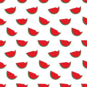 Watermelon Seamless Pattern hand drawn. Vector Illustration Stock Illustration
