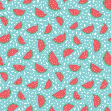Watermelon Seamless Pattern hand drawn. Vector Illustration Stock Illustration