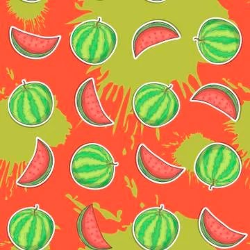 Watermelon seamless pattern Stock Illustration