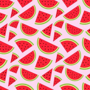 Watermelon seamless pattern in modern flat style for wrapping paper, wallpa.. Stock Illustration