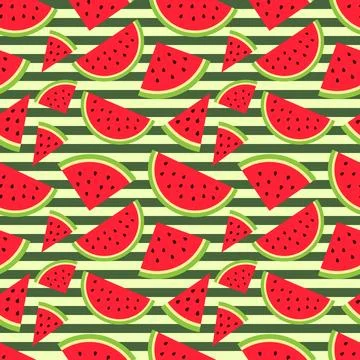Watermelon seamless pattern in modern flat style for wrapping paper, wallpa.. Stock Illustration