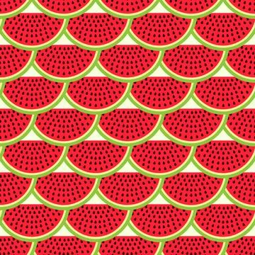 Watermelon seamless pattern in modern flat style for wrapping paper, wallpa.. Stock Illustration