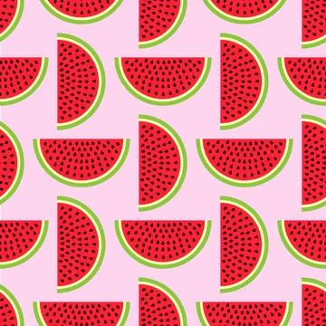 Watermelon seamless pattern in modern flat style for wrapping paper, wallpa.. Stock Illustration